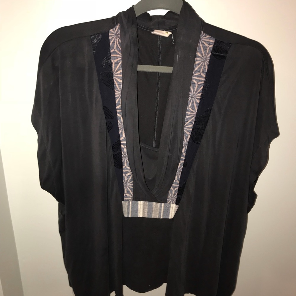 AKEMI + KIN Flutter-Sleeve Blue Top